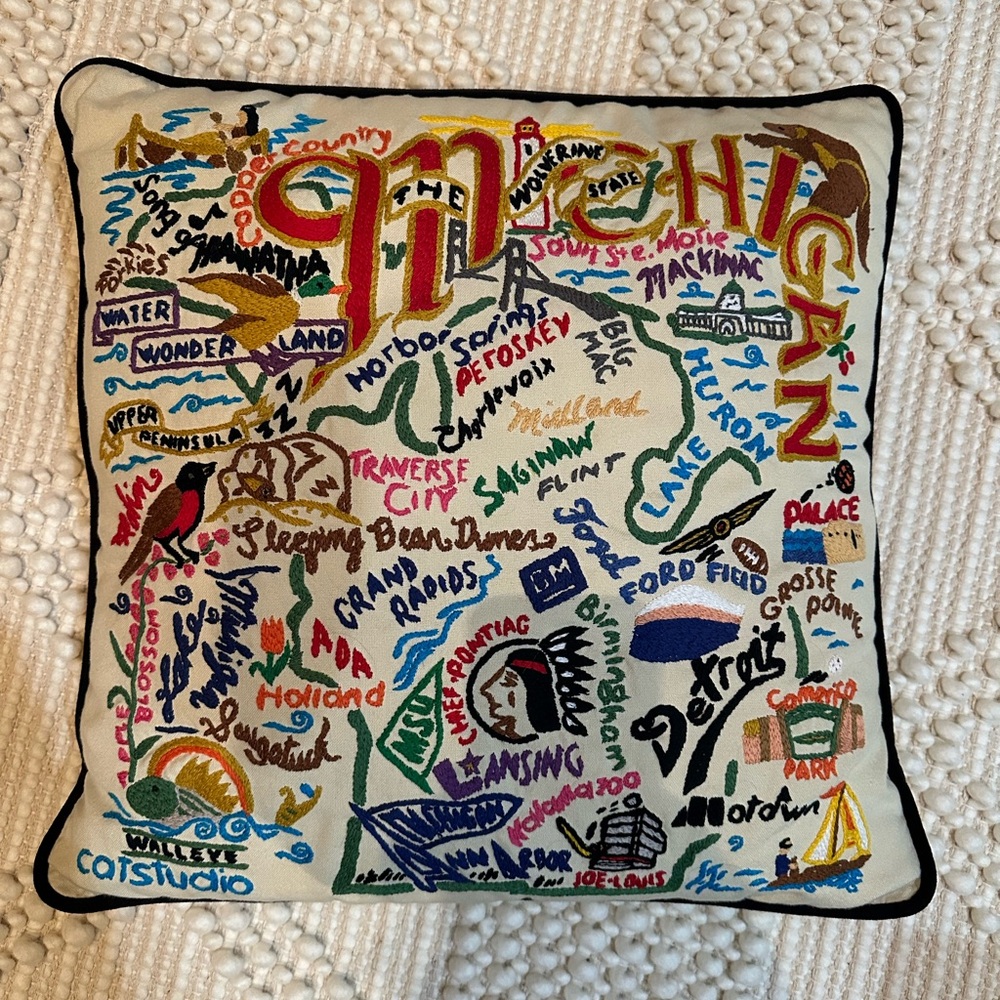 CotStudio Michigan Embroidered Accent Pillow - Multicolor